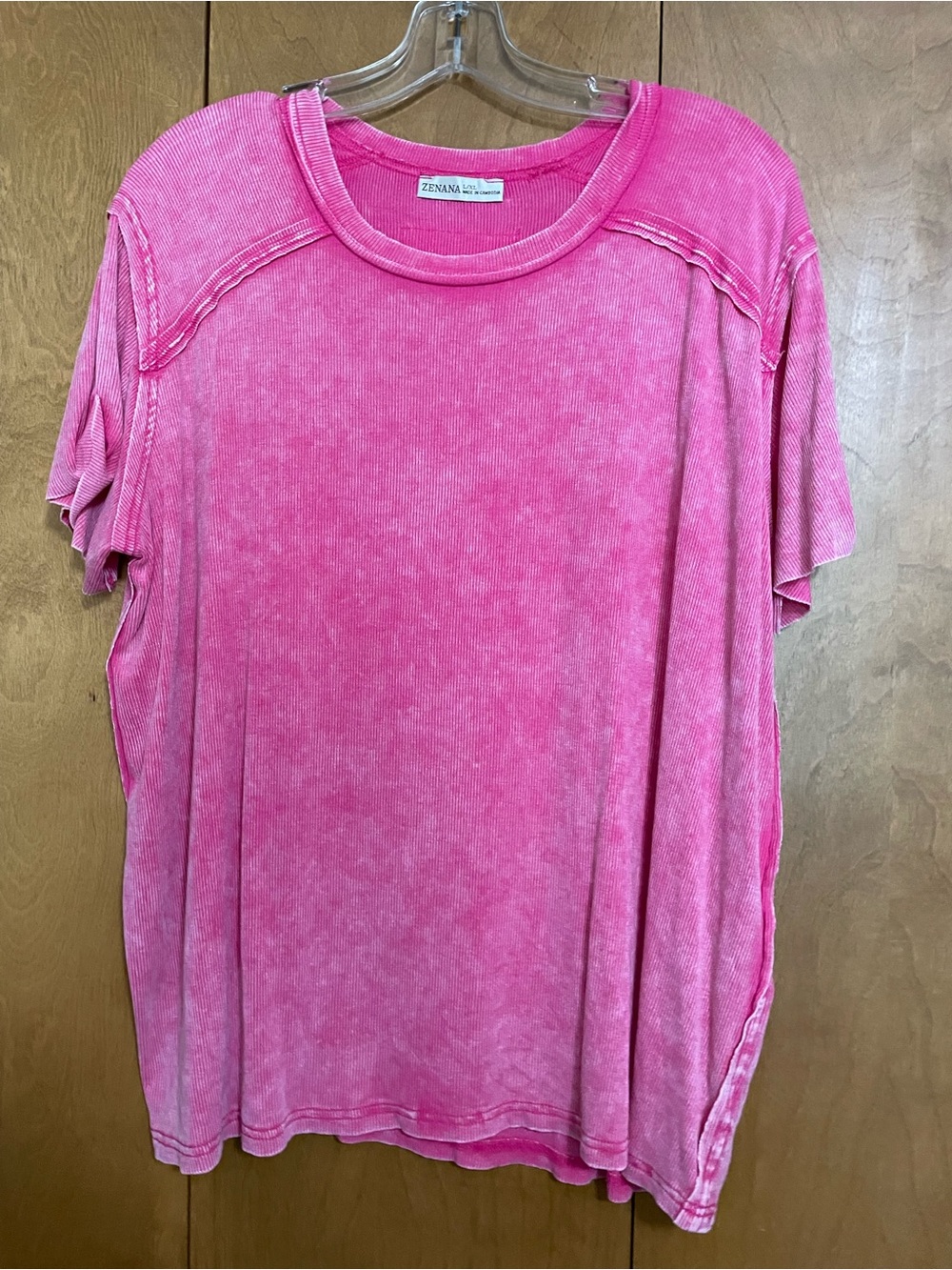 Zenana Outfitters Pink Washed Short Sleeve Tee
